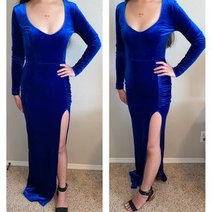 Formal Royal Blue Velvet Dress